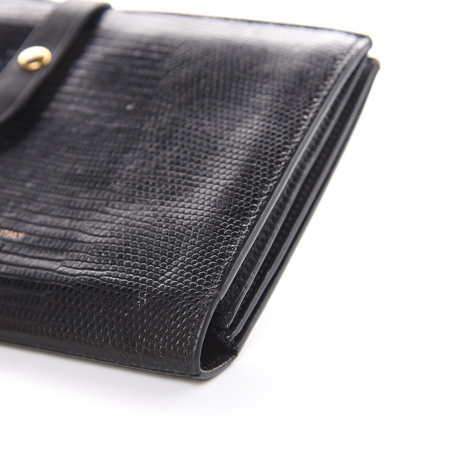 Lizard Calfskin Large Multifunction Strap Wallet Black