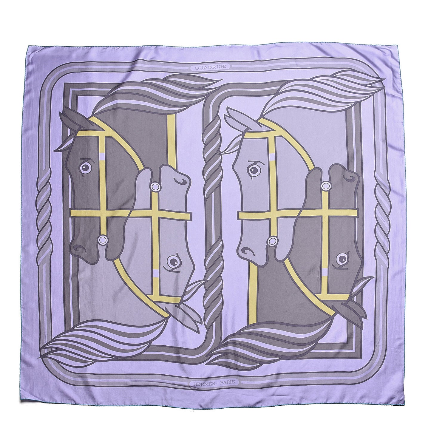 Silk Dip Dye Quadridge Scarf 140 Lilac Gris Chartreuse