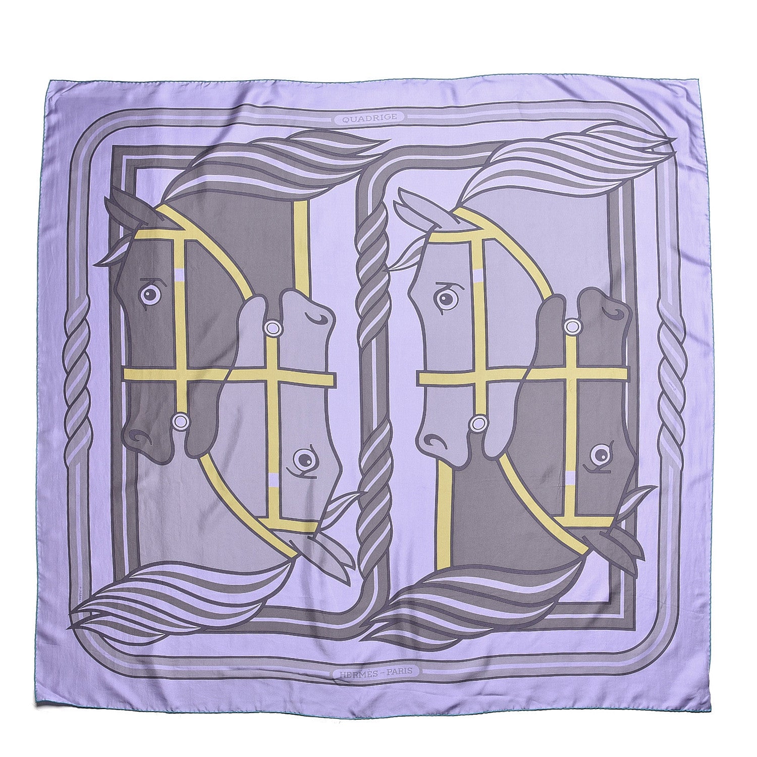 Hermes Silk Dip Dye Quadridge Scarf 140 Lilac Gris Chartreuse 1 of 6