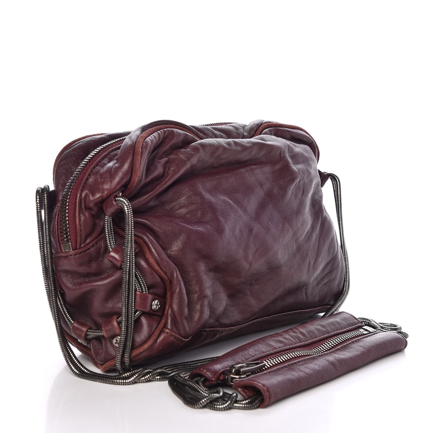 Washed Lambskin Brenda Chain Shoulder Bag Burgundy