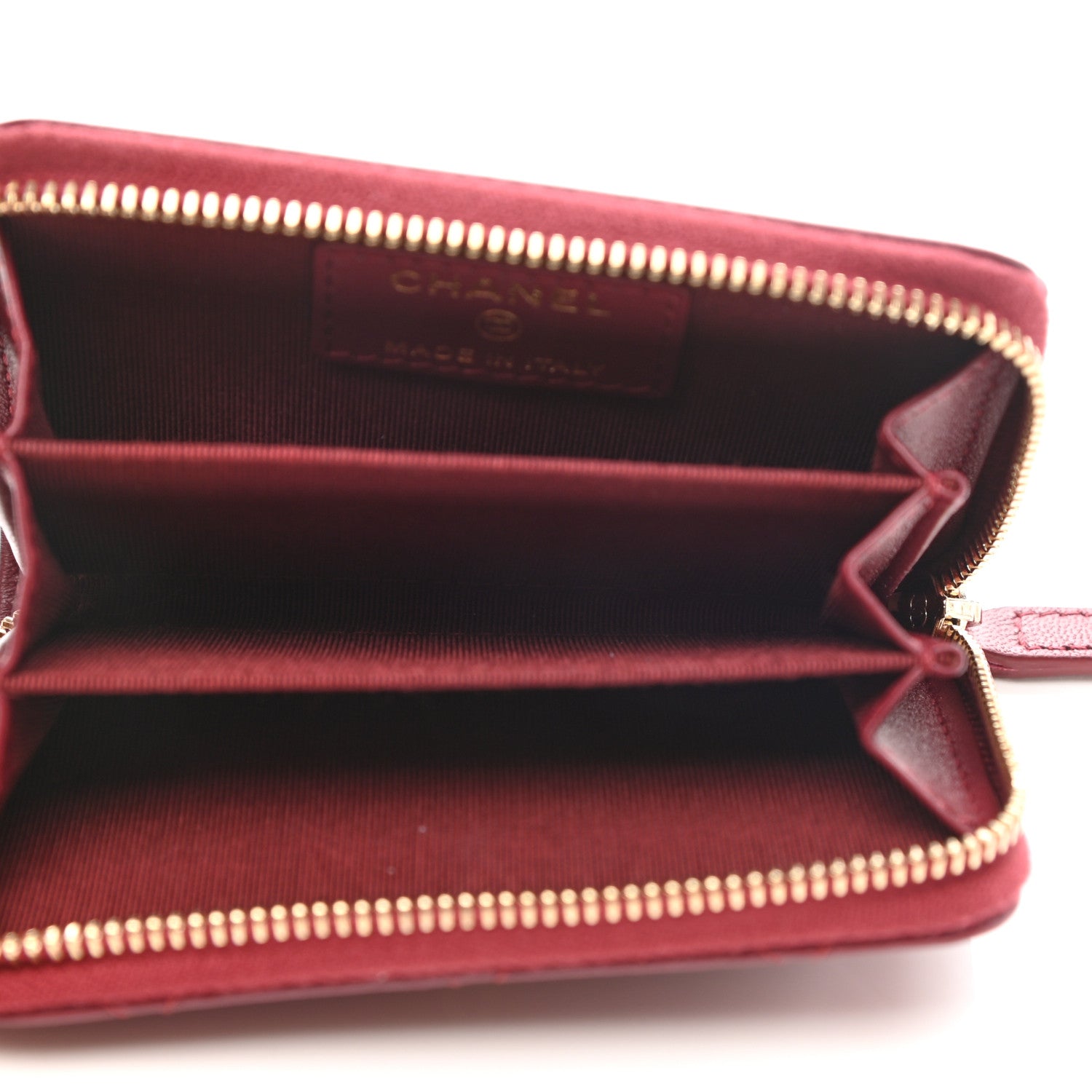 Chanel Lambskin Quilted Zip Around Coin Purse Wallet Burgundy 5 of 8