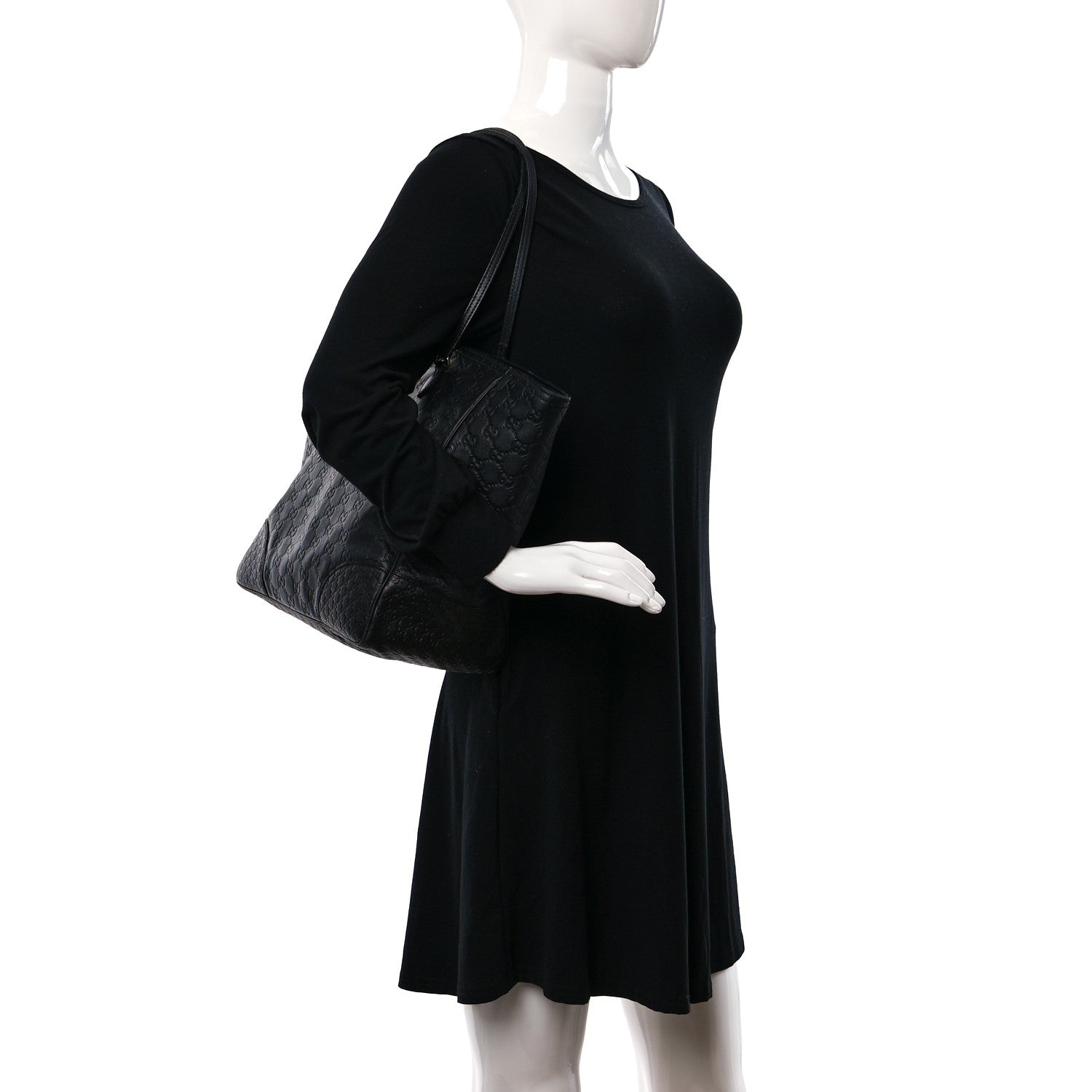 Gucci Guccissima Medium Bree Zippered Tote Black 2 of 13