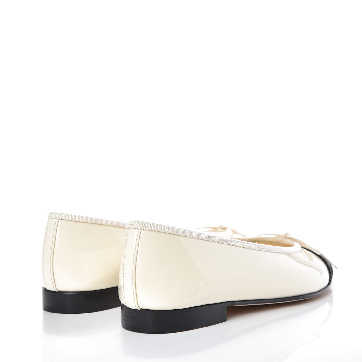 Chanel Patent CC Cap Toe Ballerina Flats 35.5 Beige Black 4 of 9