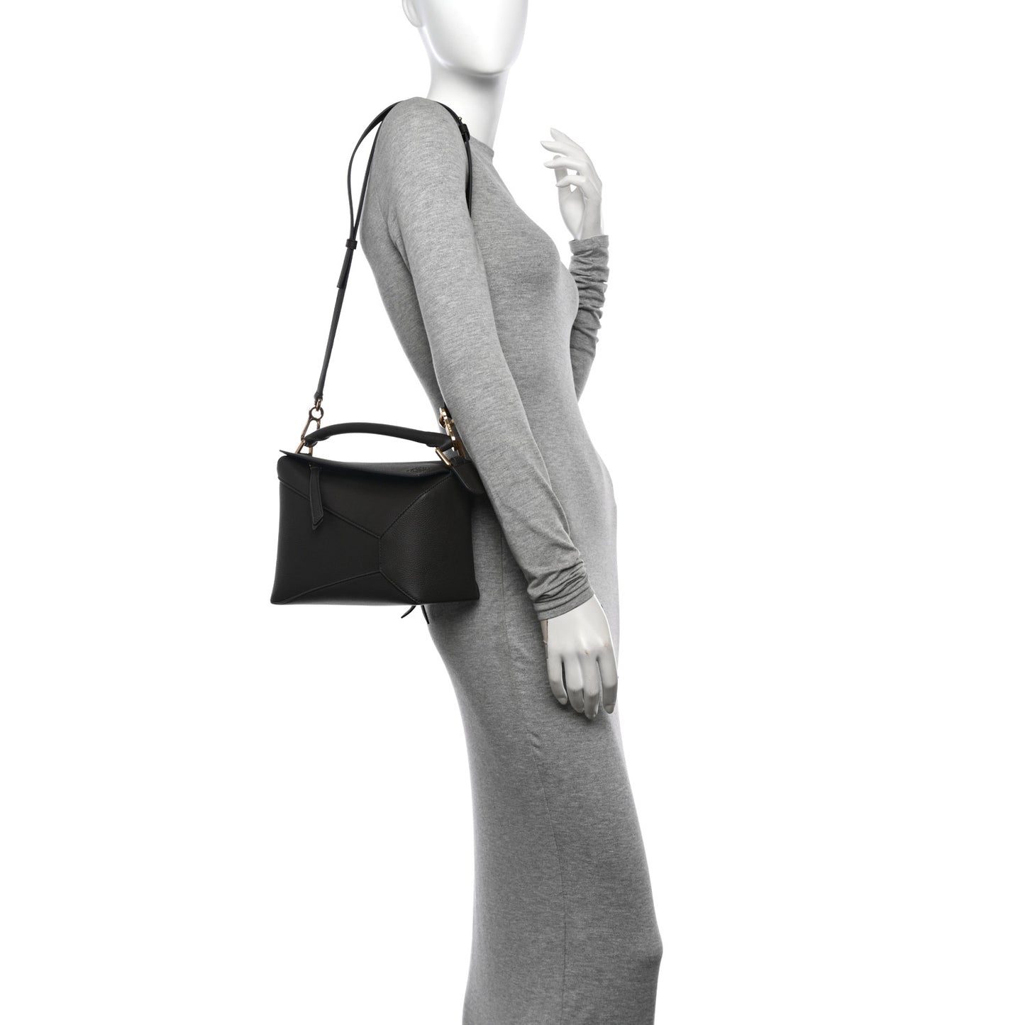 Soft Grained Calfskin Small Puzzle Edge Bag Dark Grey