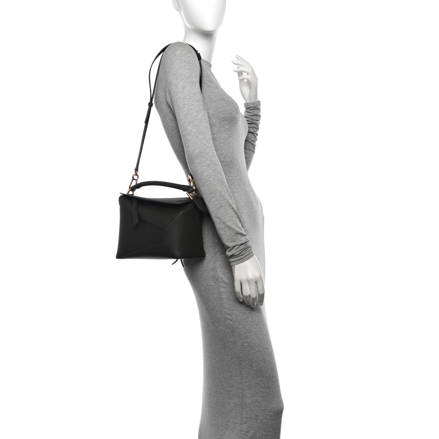 Loewe Soft Grained Calfskin Small Puzzle Edge Bag Dark Grey 2 of 10