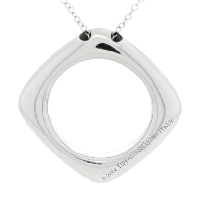 Tiffany 18K White Gold Diamond Square Pendant Necklace 5 of 5