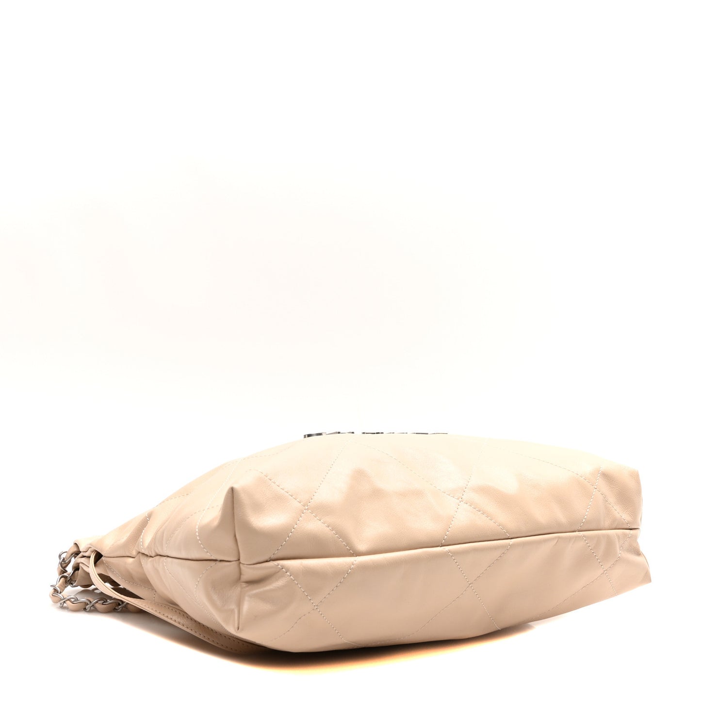 Shiny Calfskin Quilted Small Chanel 22 Beige