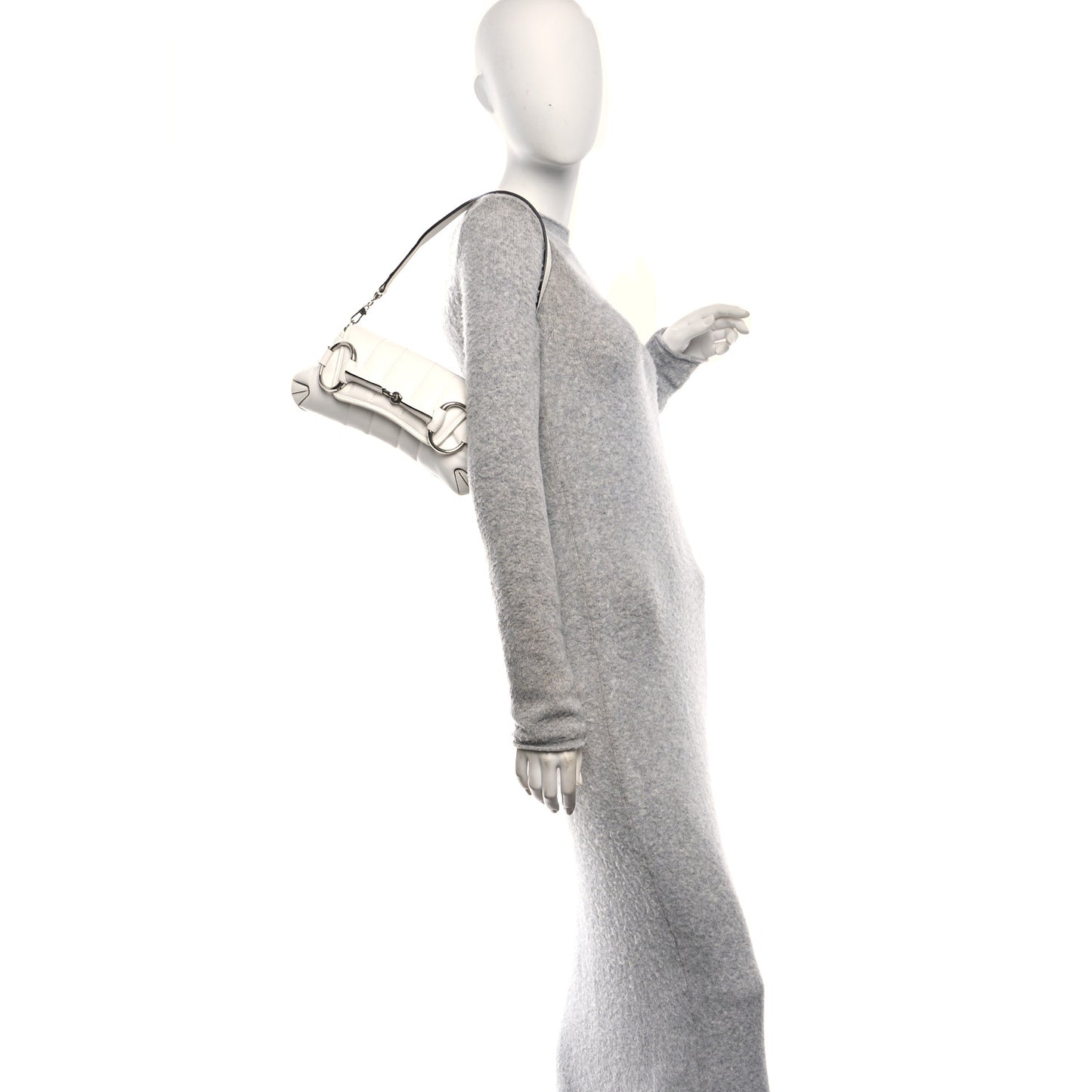 Nappa Vertical Matelasse Small Maxi Horsebit Chain Shoulder Bag Great White