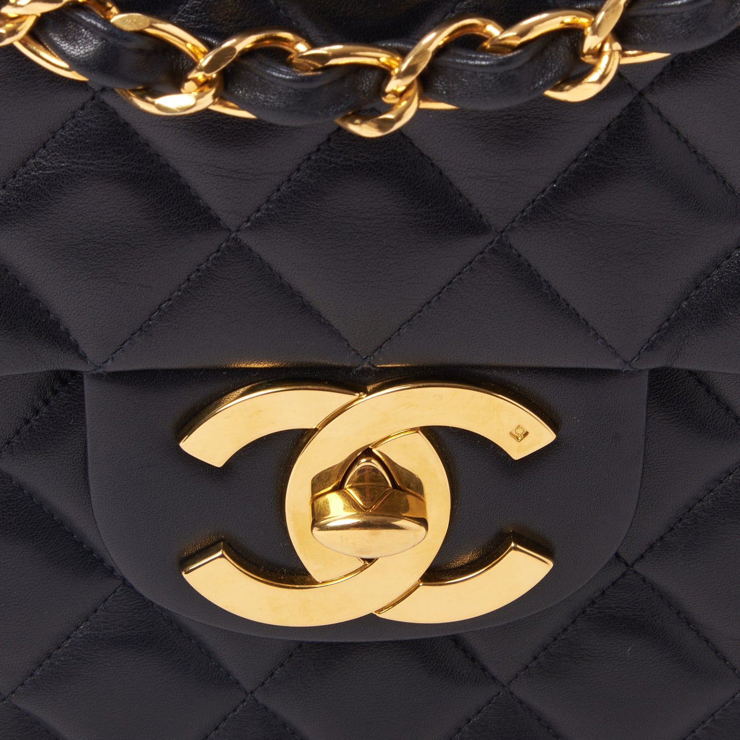Lambskin Quilted XL Jumbo Single Flap Black