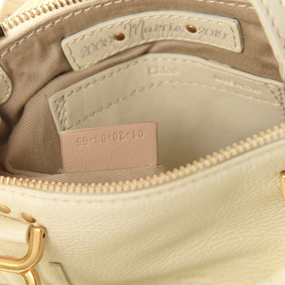 Chloe Shiny Small Grain Calfskin Mini Marcie Multi Fringe Satchel Natural White 10 of 11