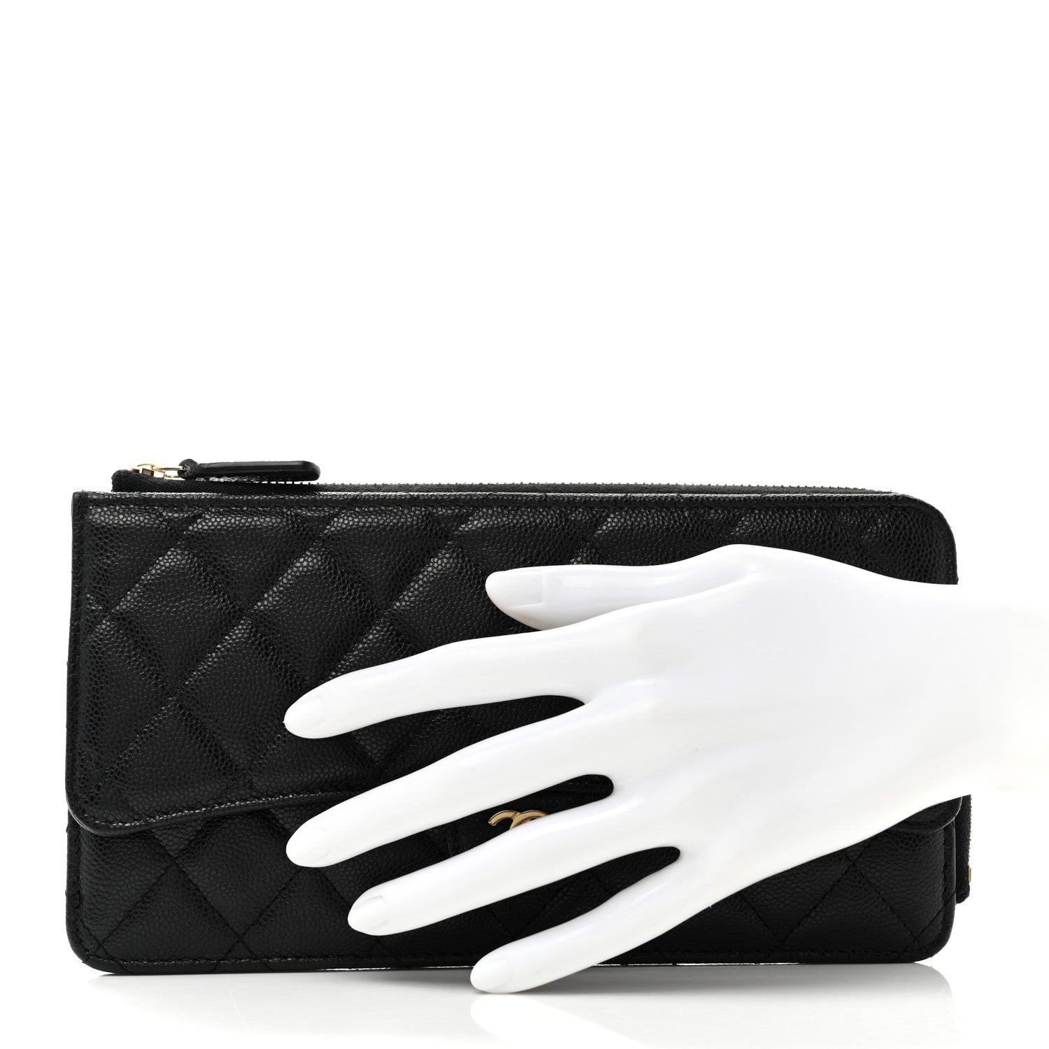 Chanel Caviar Quilted Flap Zip Pouch Black 3 of 11