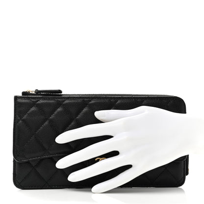 Chanel Caviar Quilted Flap Zip Pouch Black 3 of 11