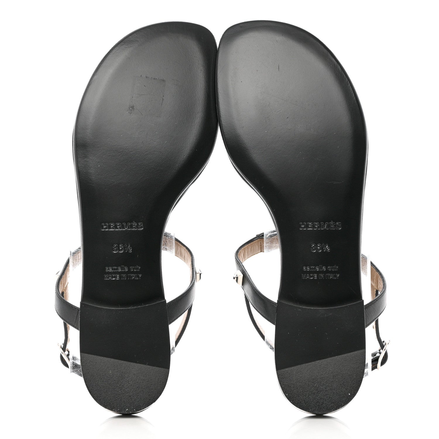 Hermes Calfskin Studded Olivia Sandals 36.5 Black 5 of 10