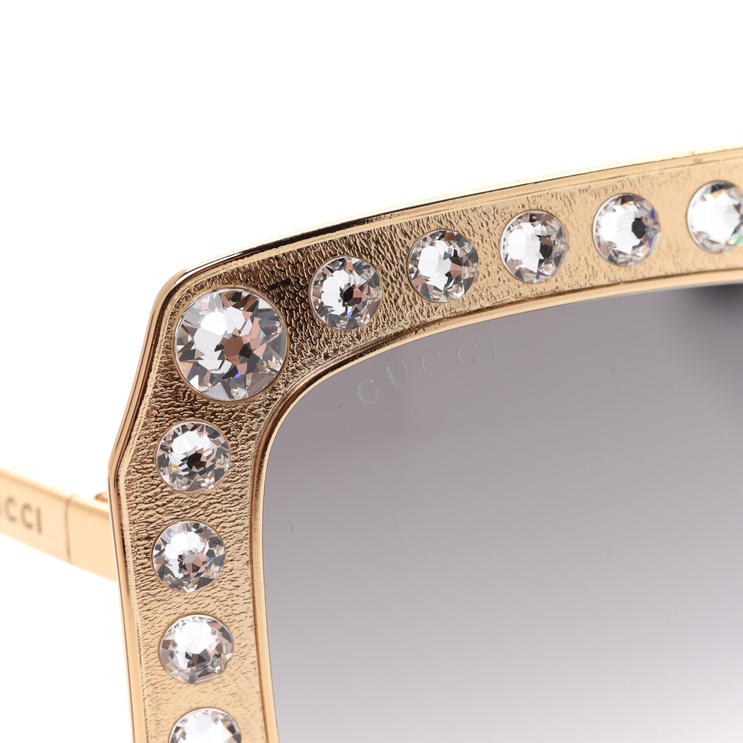 Gucci Metal Acetate Crystal Oversize GG0115S Sunglasses Gold 7 of 8