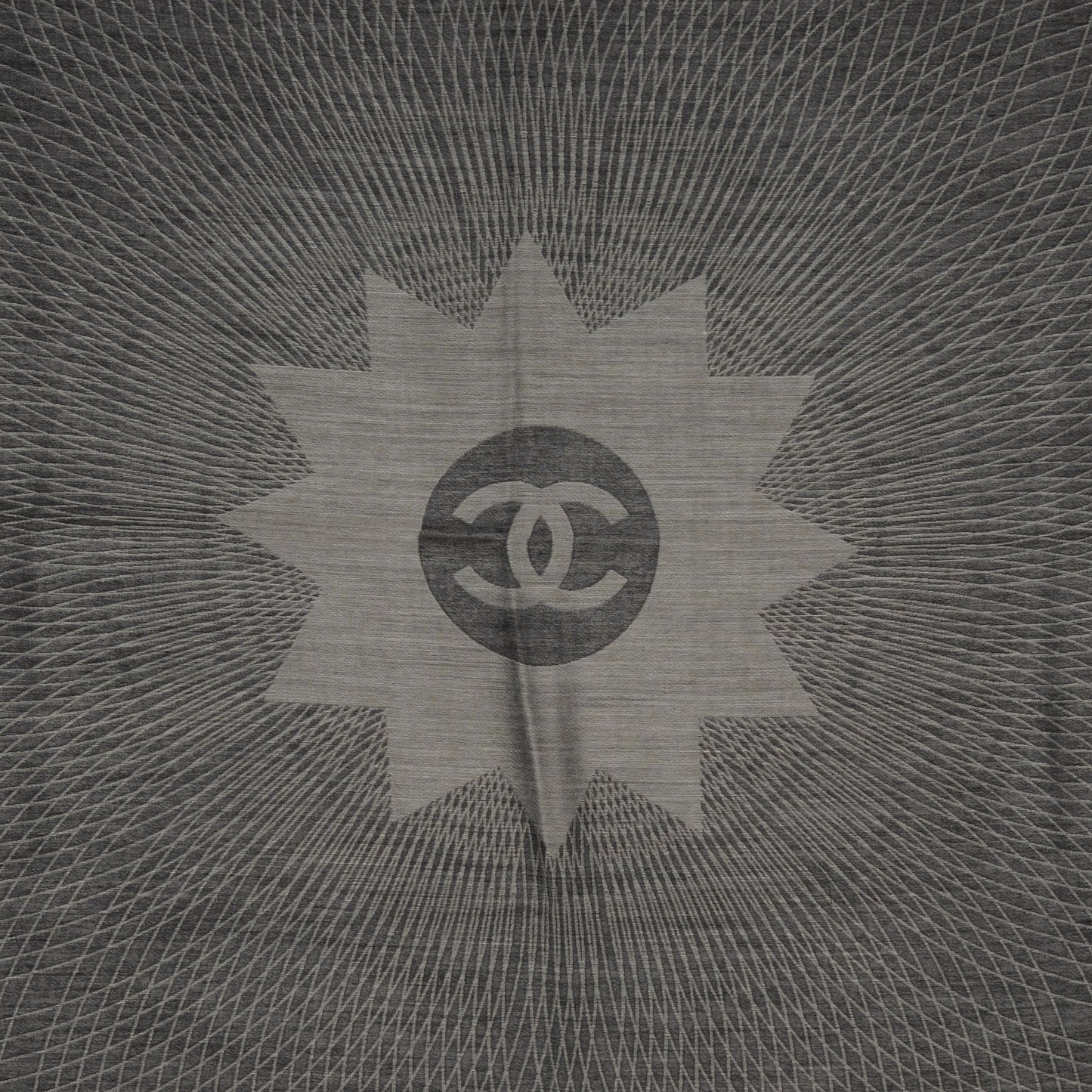 Cashmere Silk Spirograph Scarf Shawl Black White