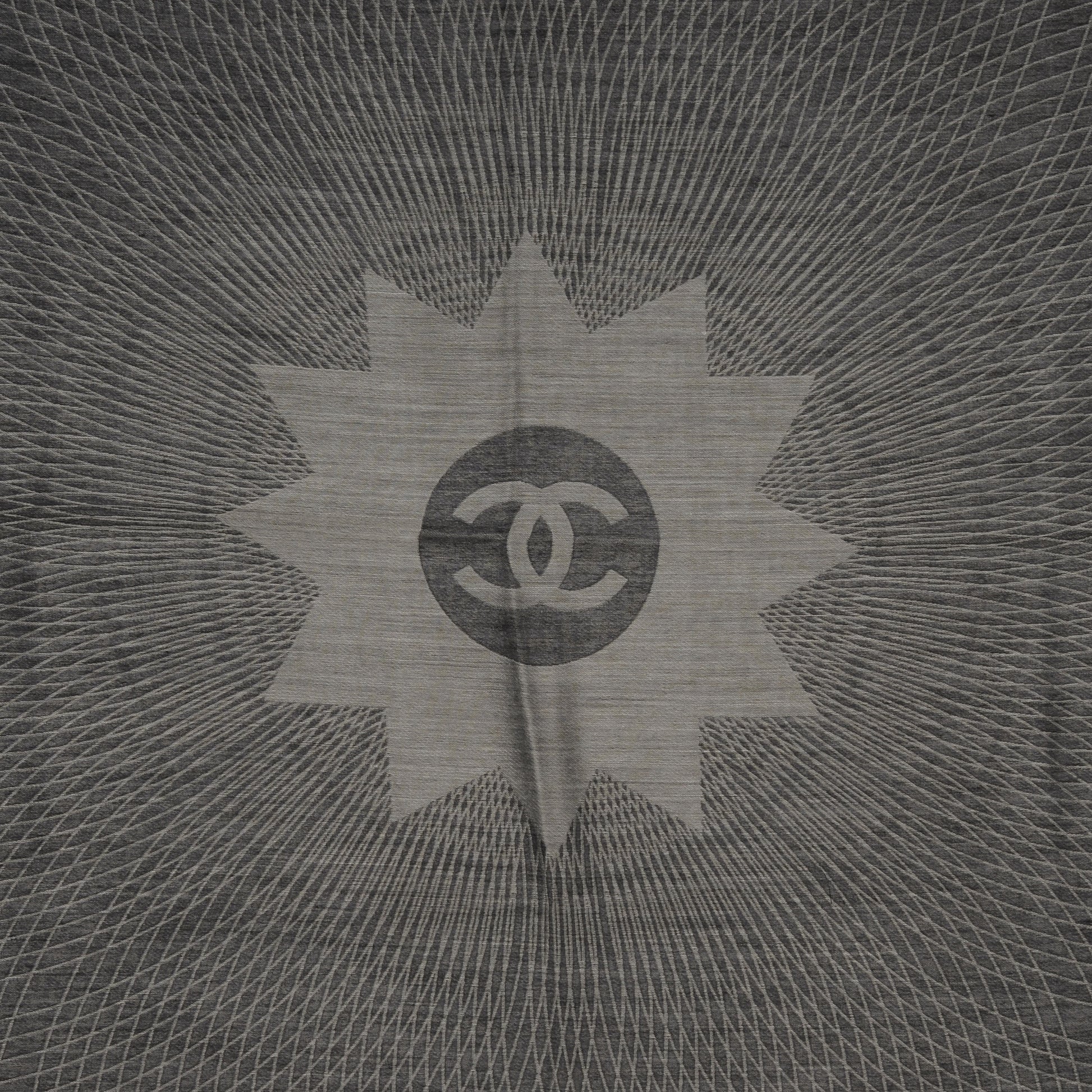 Chanel Cashmere Silk Spirograph Scarf Shawl Black White 1 of 5