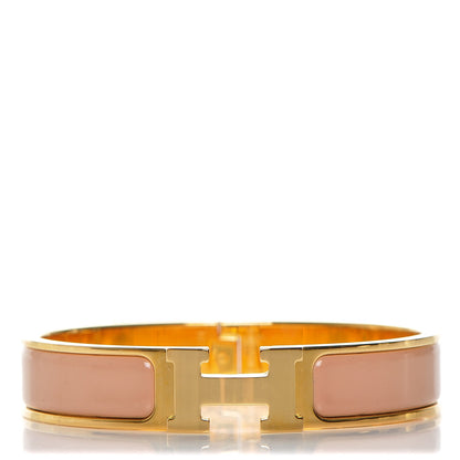 Hermes Narrow Enamel Clic Clac H Bracelet PM Rose Poudre 1 of 7