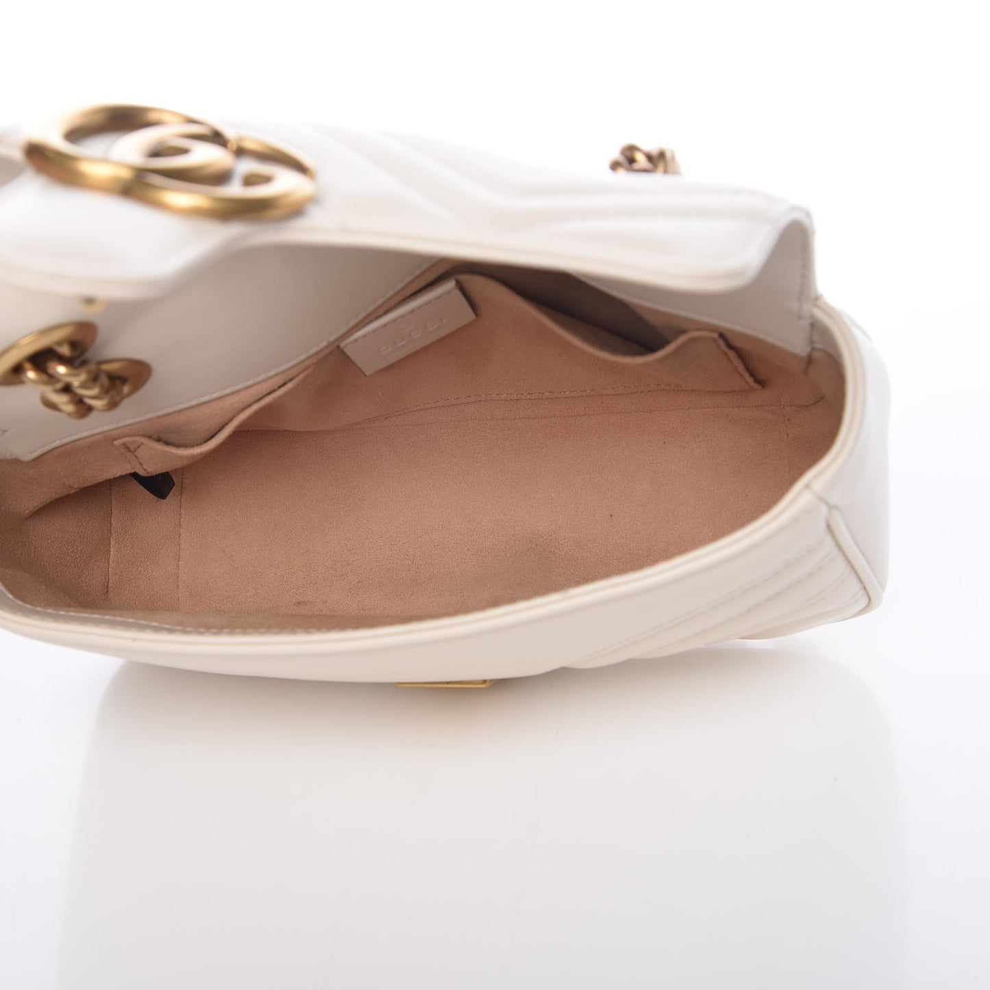 Calfskin Matelasse Mini GG Marmont Shoulder Bag White