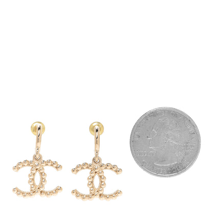 Chanel Metal Bead CC Drop Earrings Gold 2 of 5