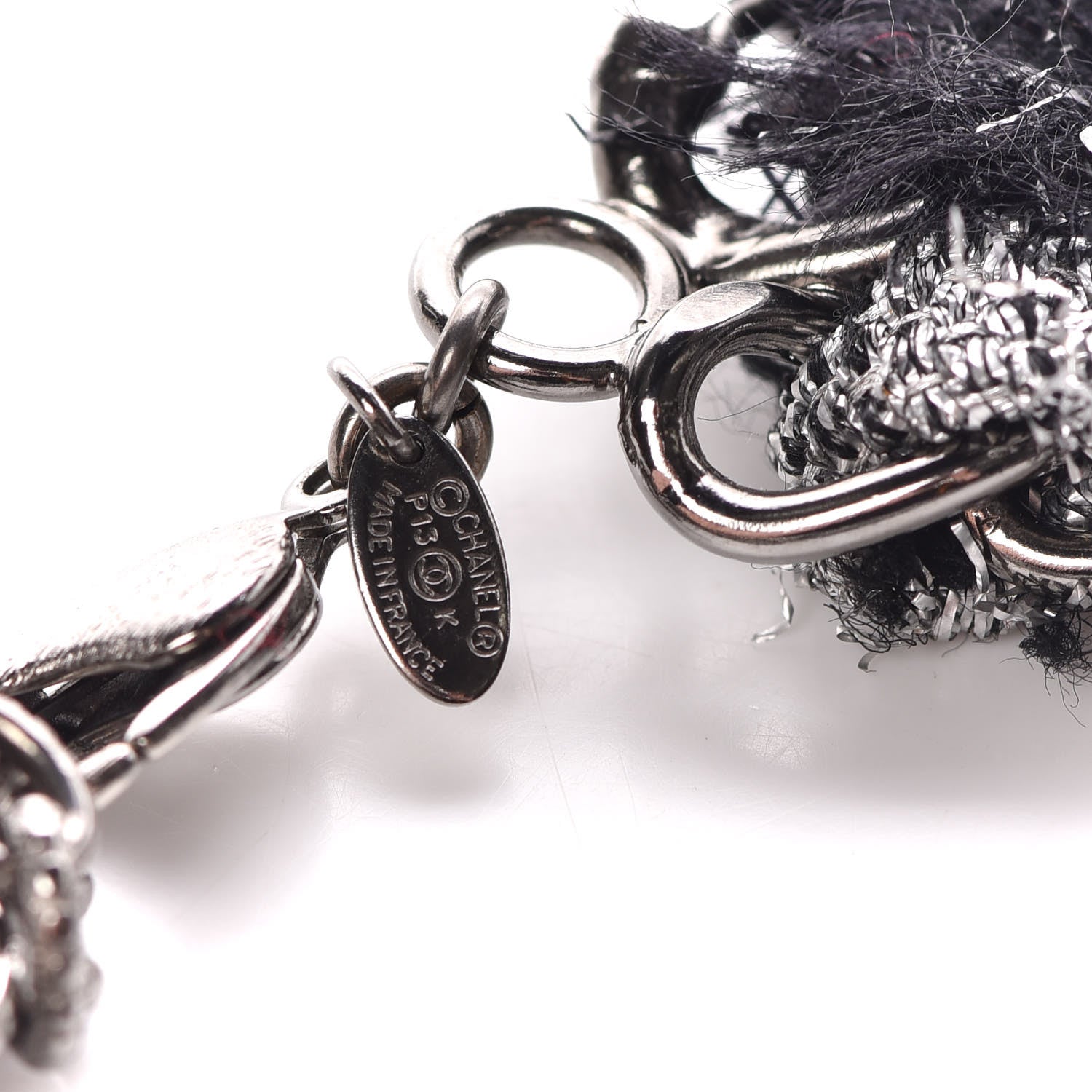 Chanel Chain Link Fabric Choker Black Silver 5 of 5