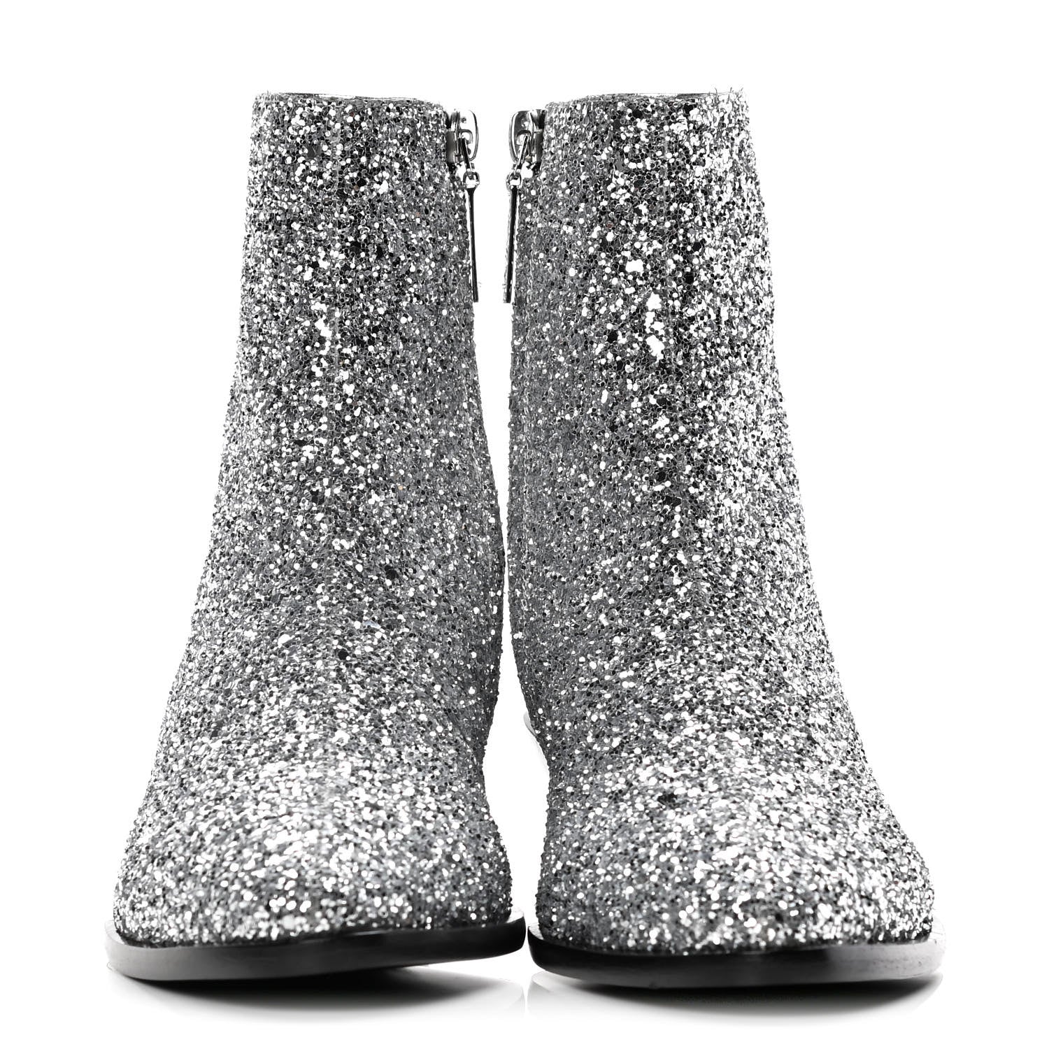 Saint Laurent Glitter Calfskin West 45 Boots 36.5 Silver 2 of 10
