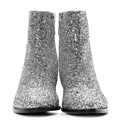 Saint Laurent Glitter Calfskin West 45 Boots 36.5 Silver 2 of 10