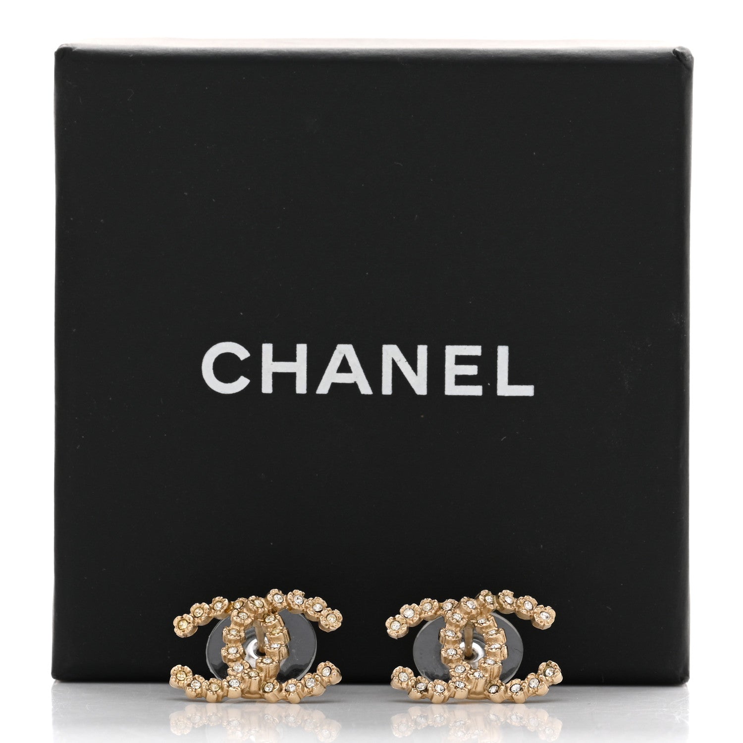 Chanel Crystal CC Earrings Gold 6 of 6