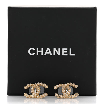 Chanel Crystal CC Earrings Gold 6 of 6