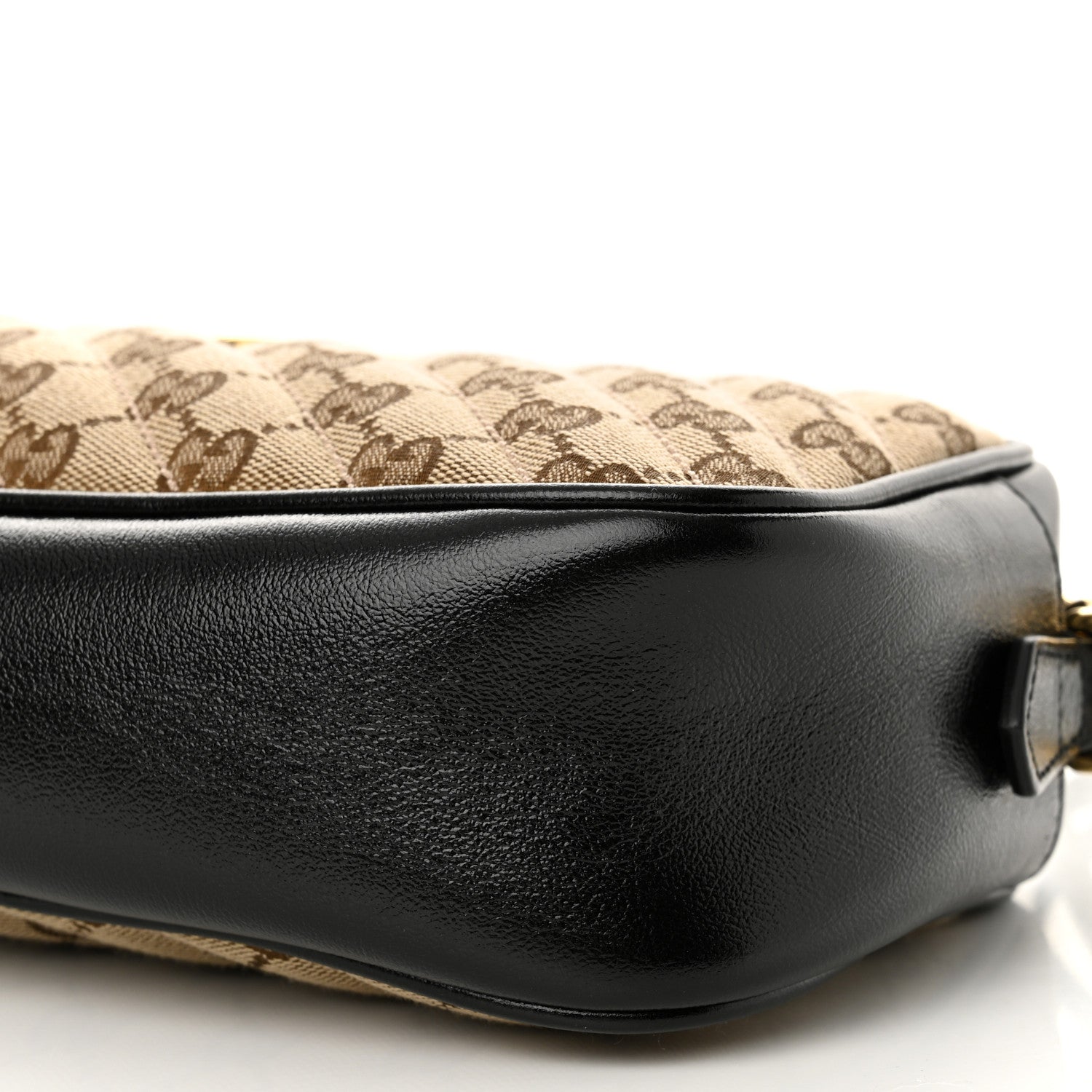 Gucci Monogram Matelasse Diagonal Small GG Marmont Chain Shoulder Bag Beige Black 11 of 12
