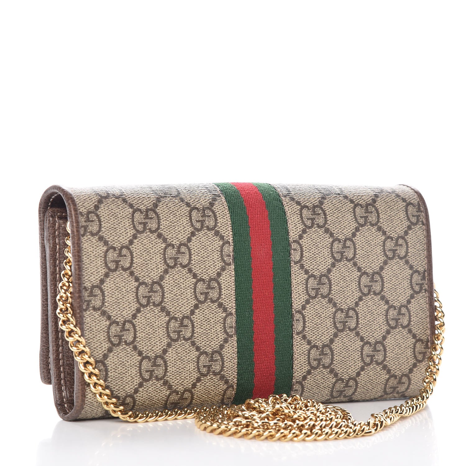 Gucci GG Supreme Monogram Web Ophidia Wallet On Chain Brown 3 of 10