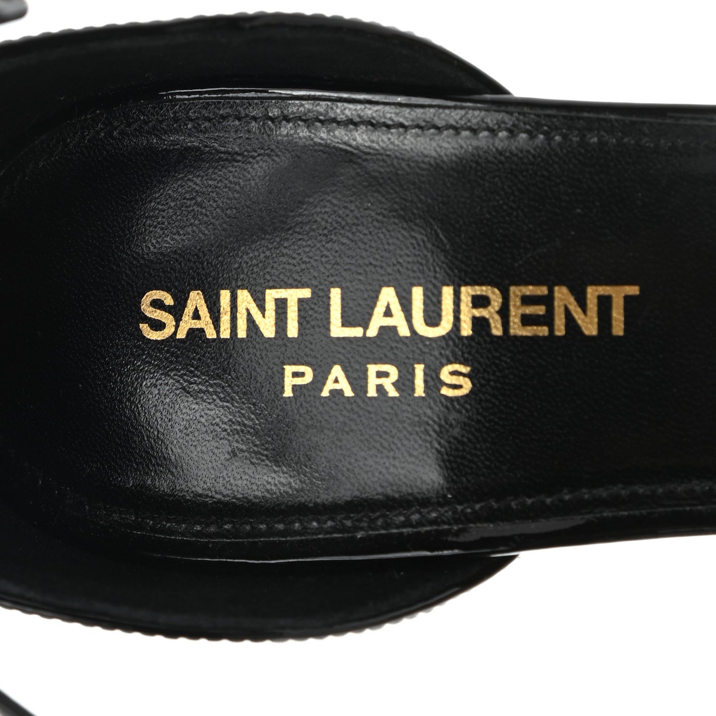 Patent Calfskin Opyum 110 Sandals 38.5 Black Gold