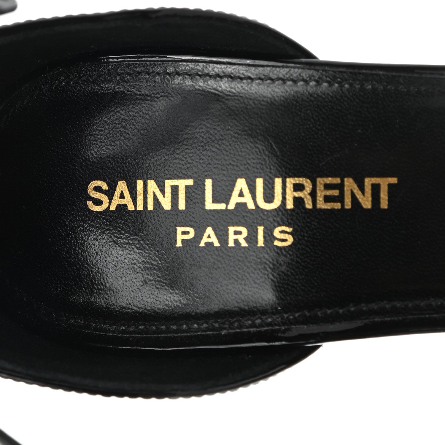 Saint Laurent Patent Calfskin Opyum 110 Sandals 38.5 Black Gold 7 of 8