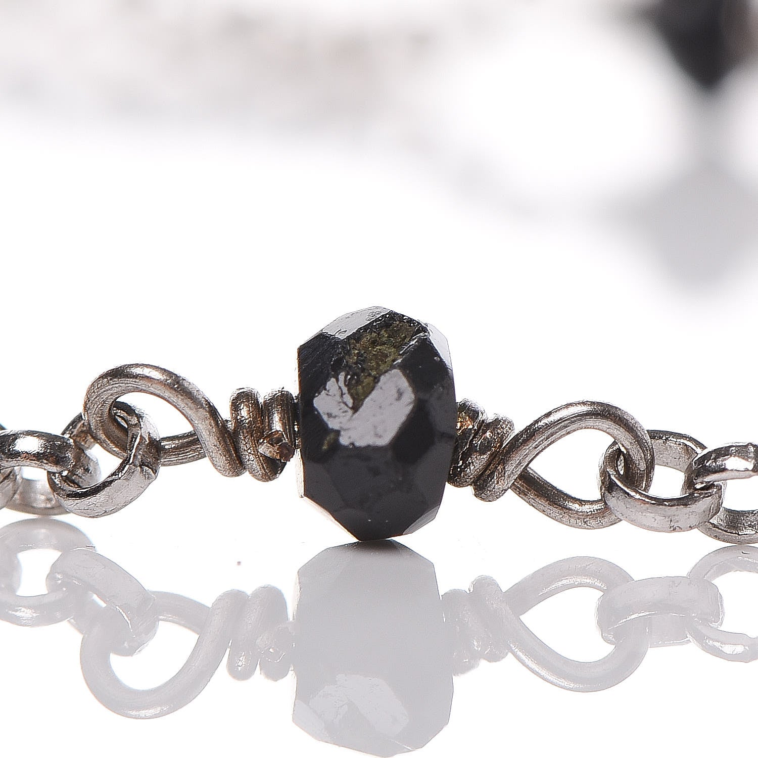 David Yurman Sterling Silver Black Onyx Station Chain Necklace 10 of 11