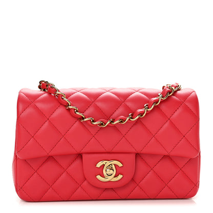 Chanel Lambskin Quilted Mini Rectangular Flap Dark Pink 1 of 13
