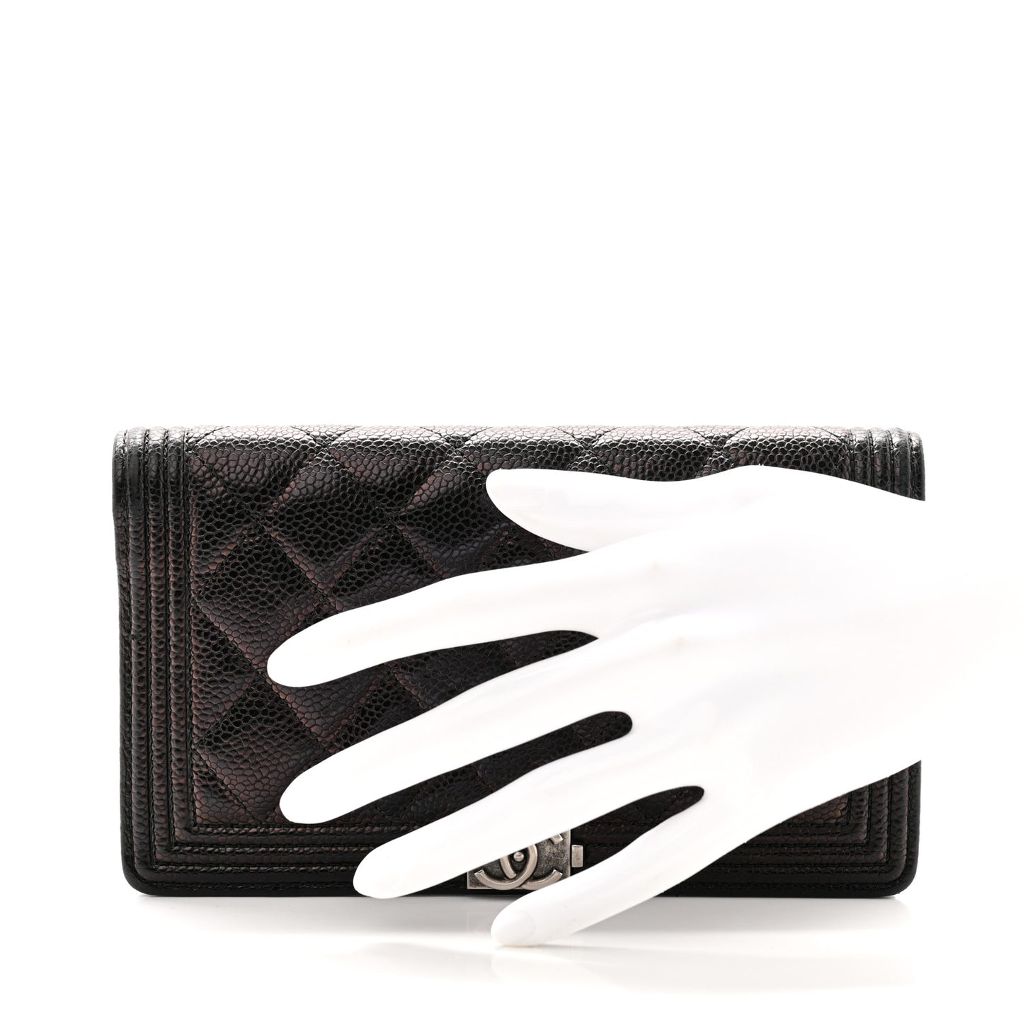 Caviar Quilted Boy Yen Wallet Black