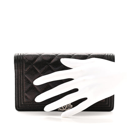 Chanel Caviar Quilted Boy Yen Wallet Black 2 of 11