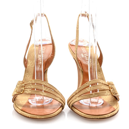 Louis Vuitton Mini Lin Slingback Sandals 37 Camel 3 of 10