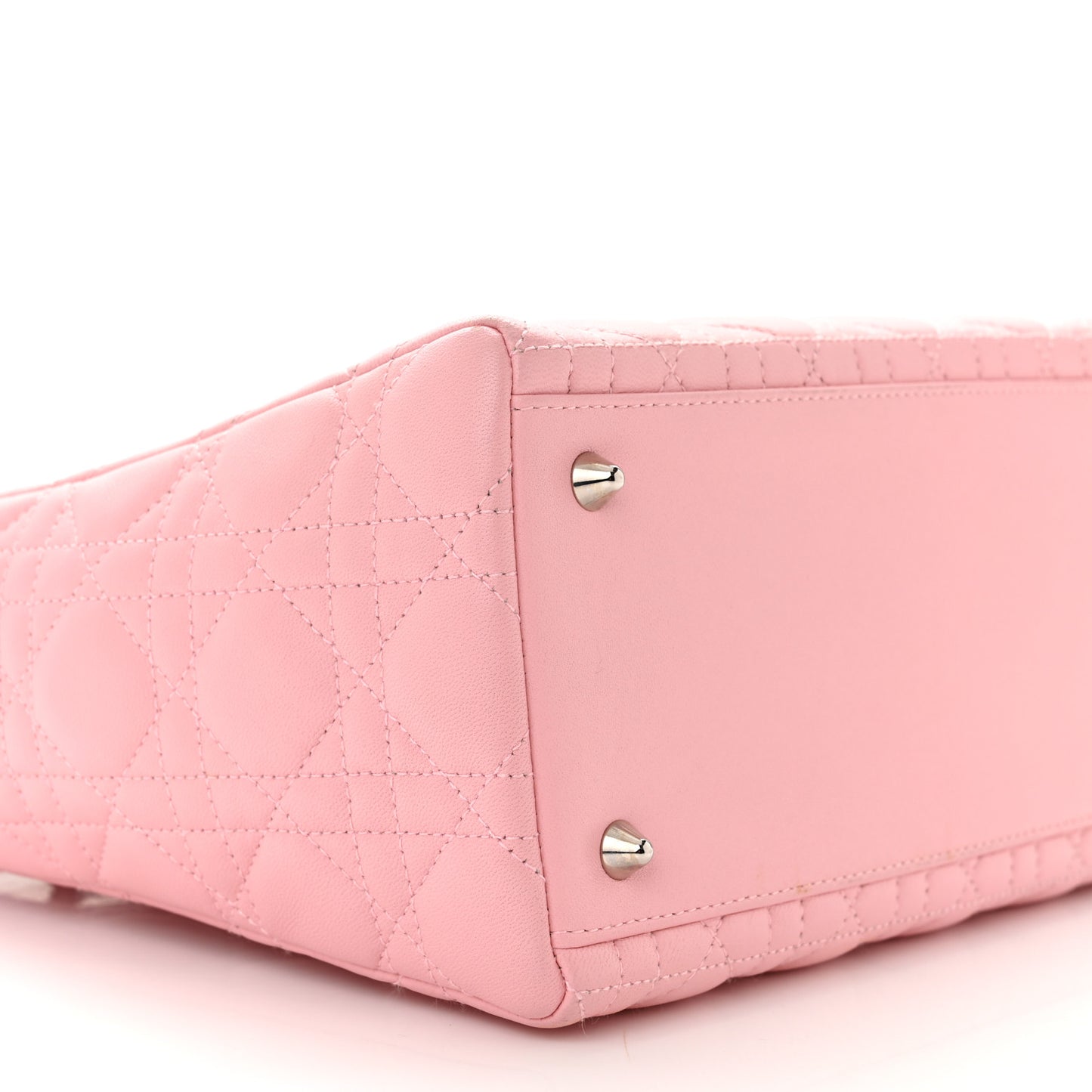 CHRISTIAN DIOR Lambskin Cannage Medium Lady Dior Pink