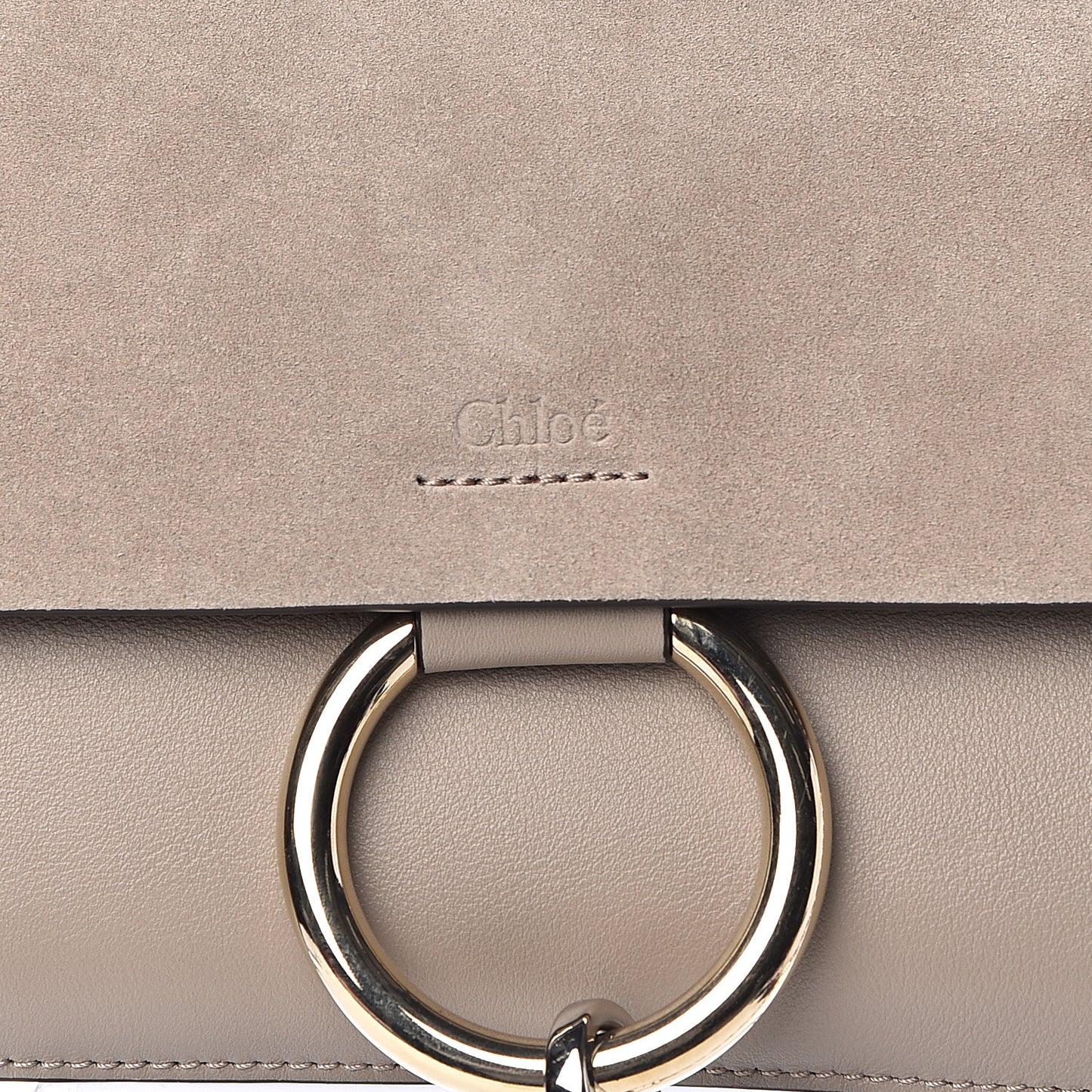 Suede Calfskin Small Faye Shoulder Bag Motty Grey