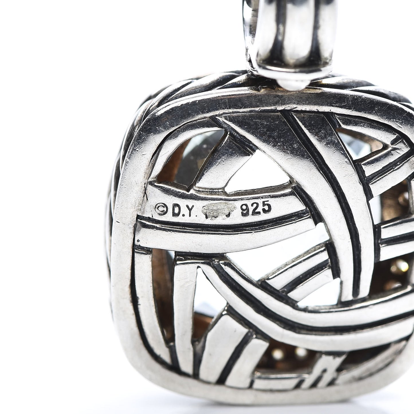 Sterling Silver Diamond Prasiolite 14mm Albion Enhancer Pendant