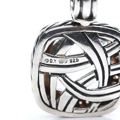 David Yurman Sterling Silver Diamond Prasiolite 14mm Albion Enhancer Pendant 3 of 4