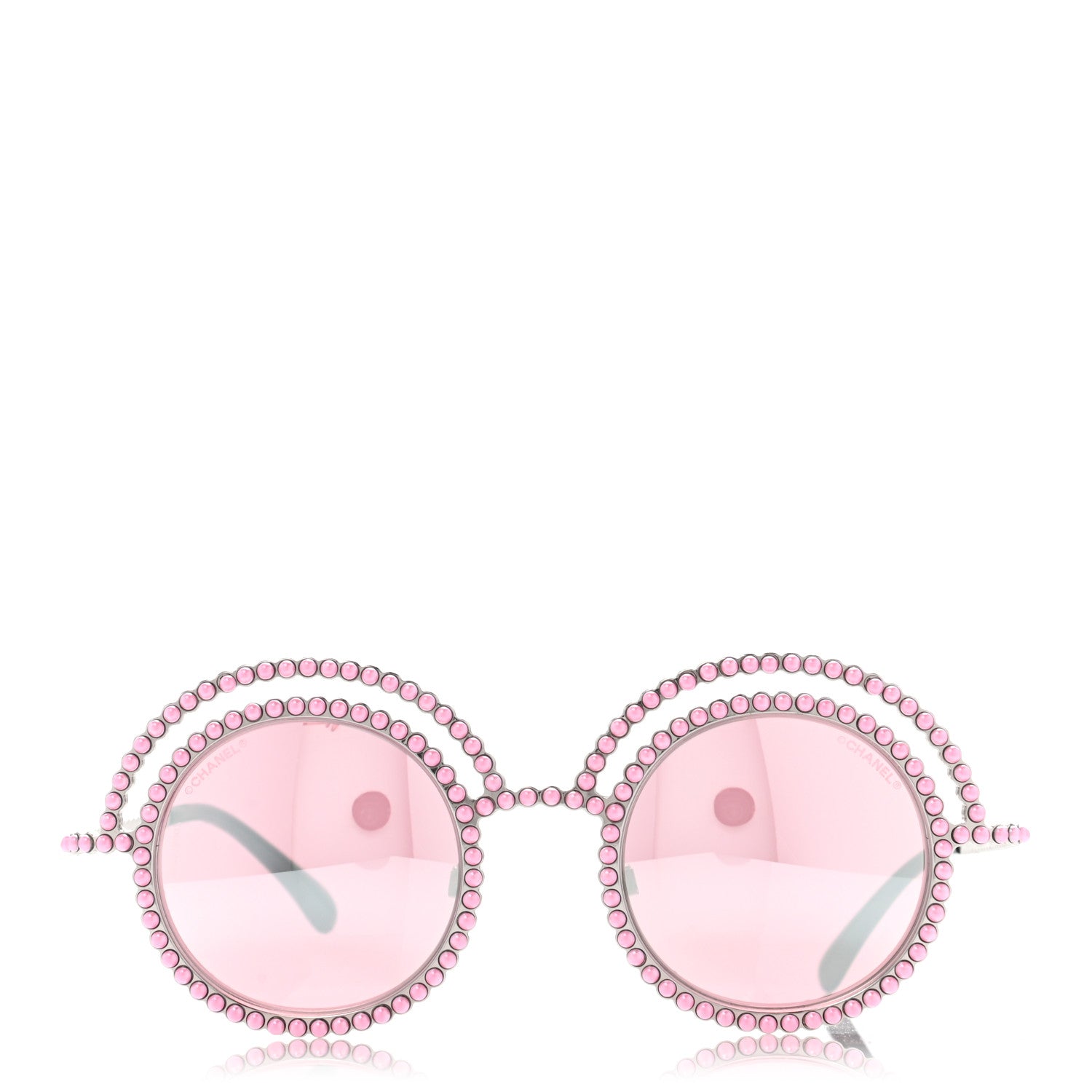 Chanel Pearl Round Sunglasses 71139 Silver Pink 2 of 7