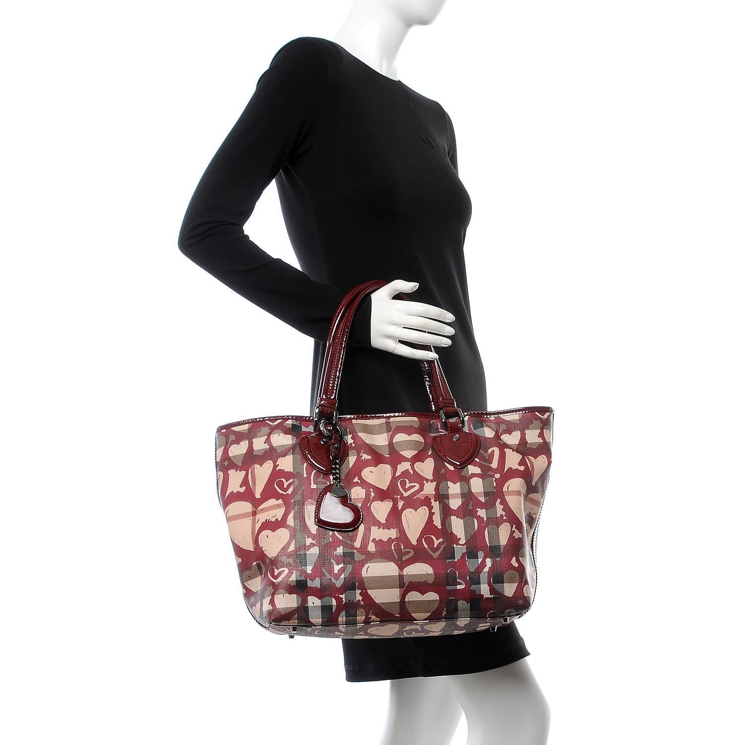 Burberry Nova Check Heart Tote Red 2 of 16