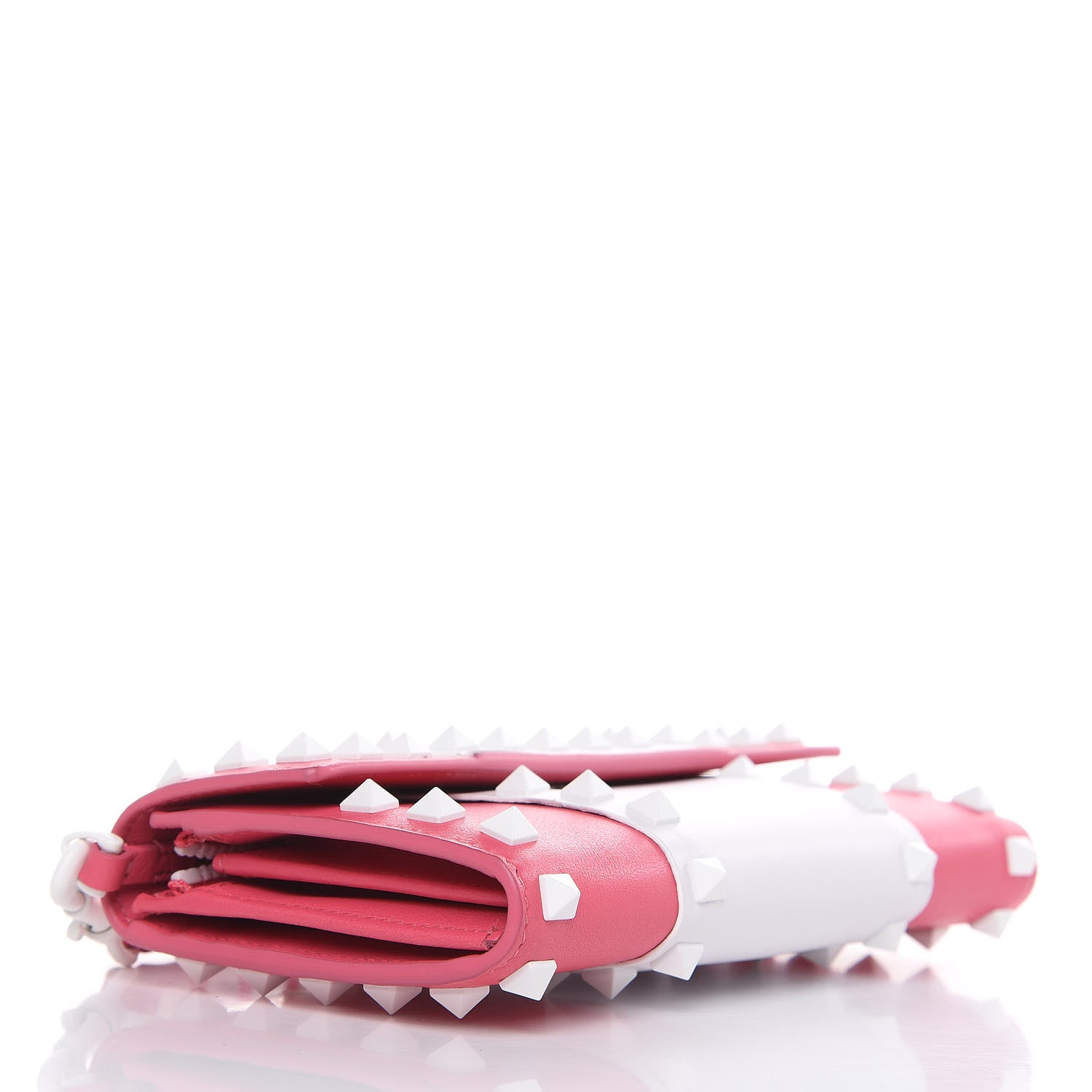 Valentino Garavani Vitello Colorblock Free Rockstud Wristlet Travel Wallet Shadow Pink Optic White 4 of 12