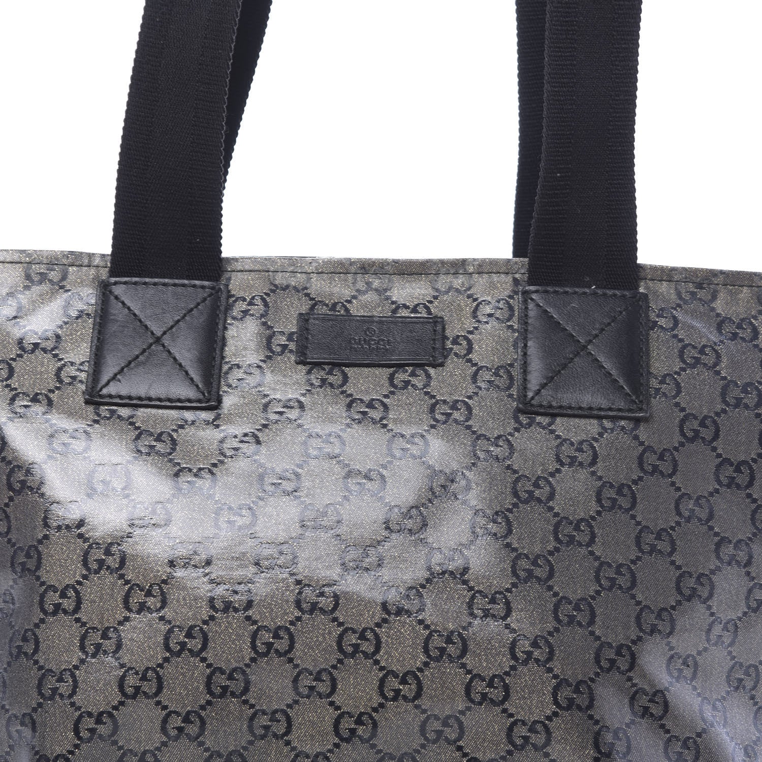 Gucci Crystal Monogram Medium Web Handle Bucket Tote Black 12 of 14