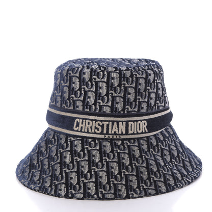 Christian Dior Velvet Oblique Large Brim Bucket Hat 58 Bleu Marine 3 of 7