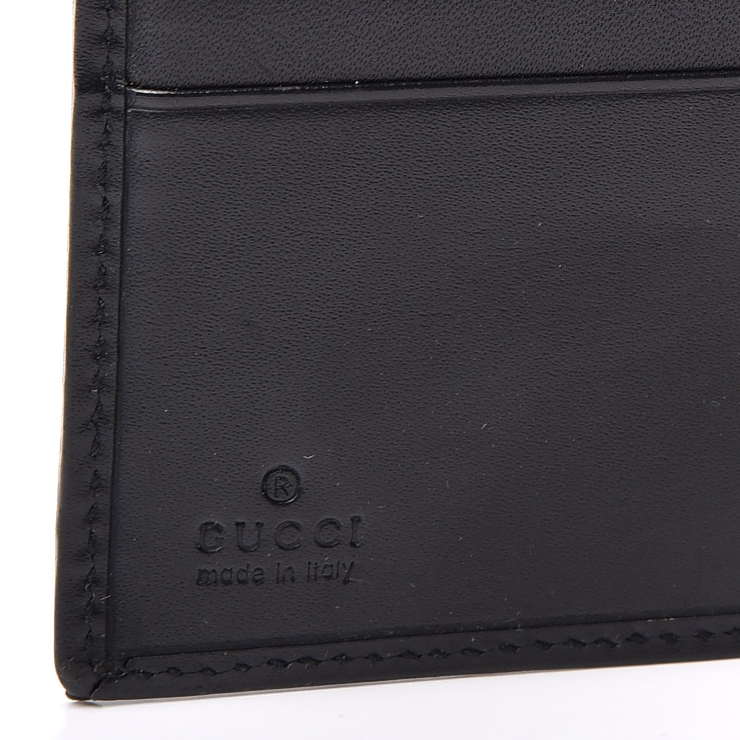 Gucci Calfskin Denim Monogram French Flap Wallet Black 10 of 11