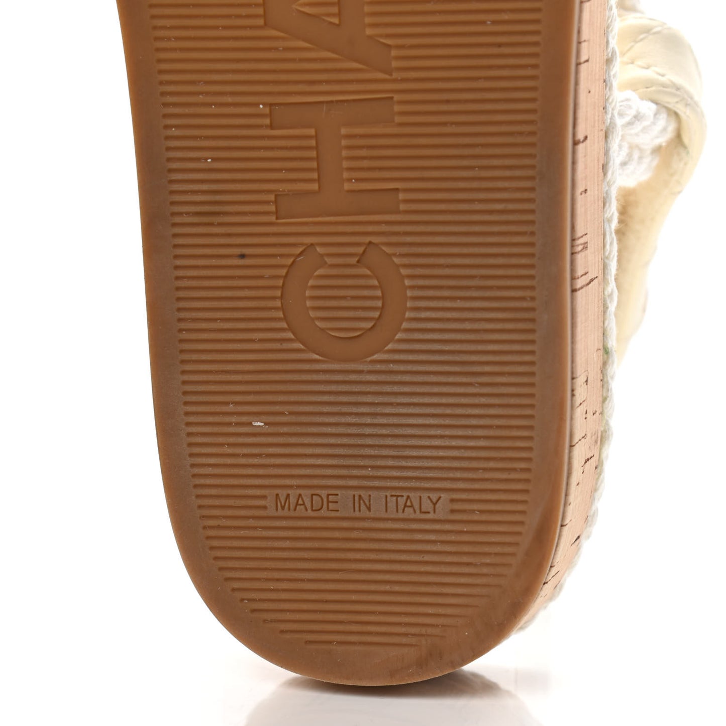 Cord Lambskin Quilted Logo Sandals 38 Ivory