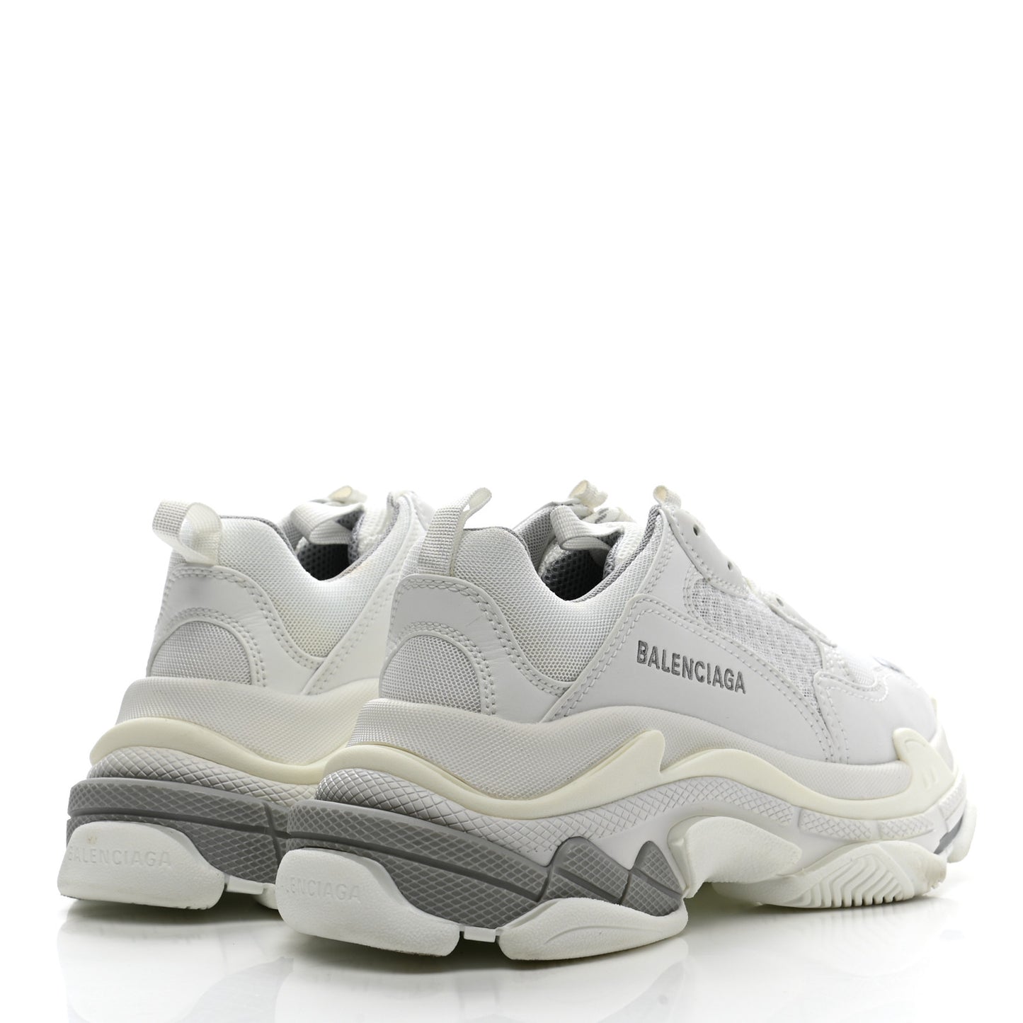 Fabric Mesh Bi-Color Womens Triple S Sneakers 37 White Metal Grey