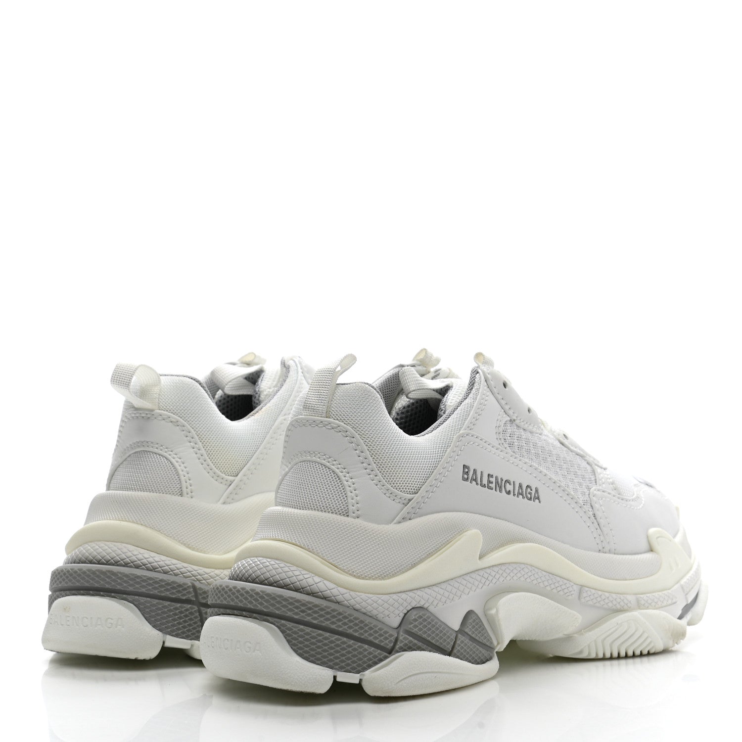 Balenciaga Fabric Mesh Bi-Color Womens Triple S Sneakers 37 White Metal Grey 4 of 11